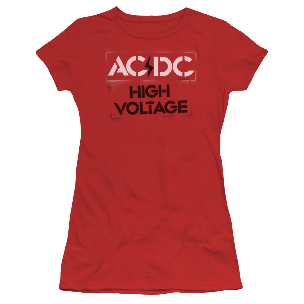 AC/DC High Voltage Stencil - Juniors T-Shirt Juniors T-Shirt ACDC   