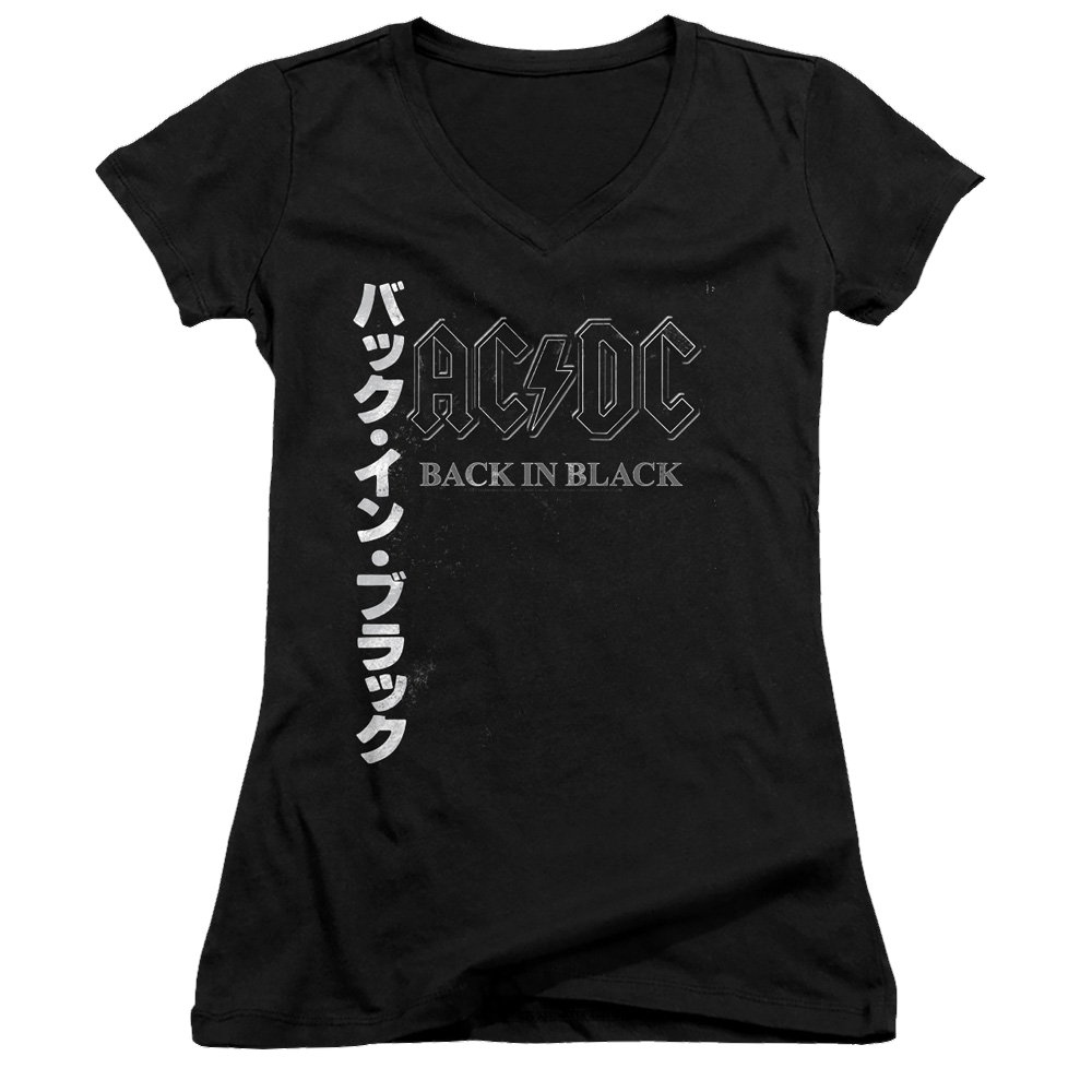 AC/DC Back In The Day Kanji - Juniors V-Neck T-Shirt Juniors V-Neck T-Shirt ACDC   