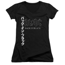 AC/DC Back In The Day Kanji - Juniors V-Neck T-Shirt Juniors V-Neck T-Shirt ACDC   