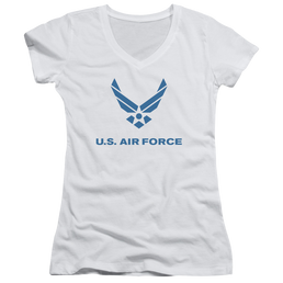 Air Force Distressed Logo - Juniors V-Neck T-Shirt Juniors V-Neck T-Shirt U.S. Air Force   