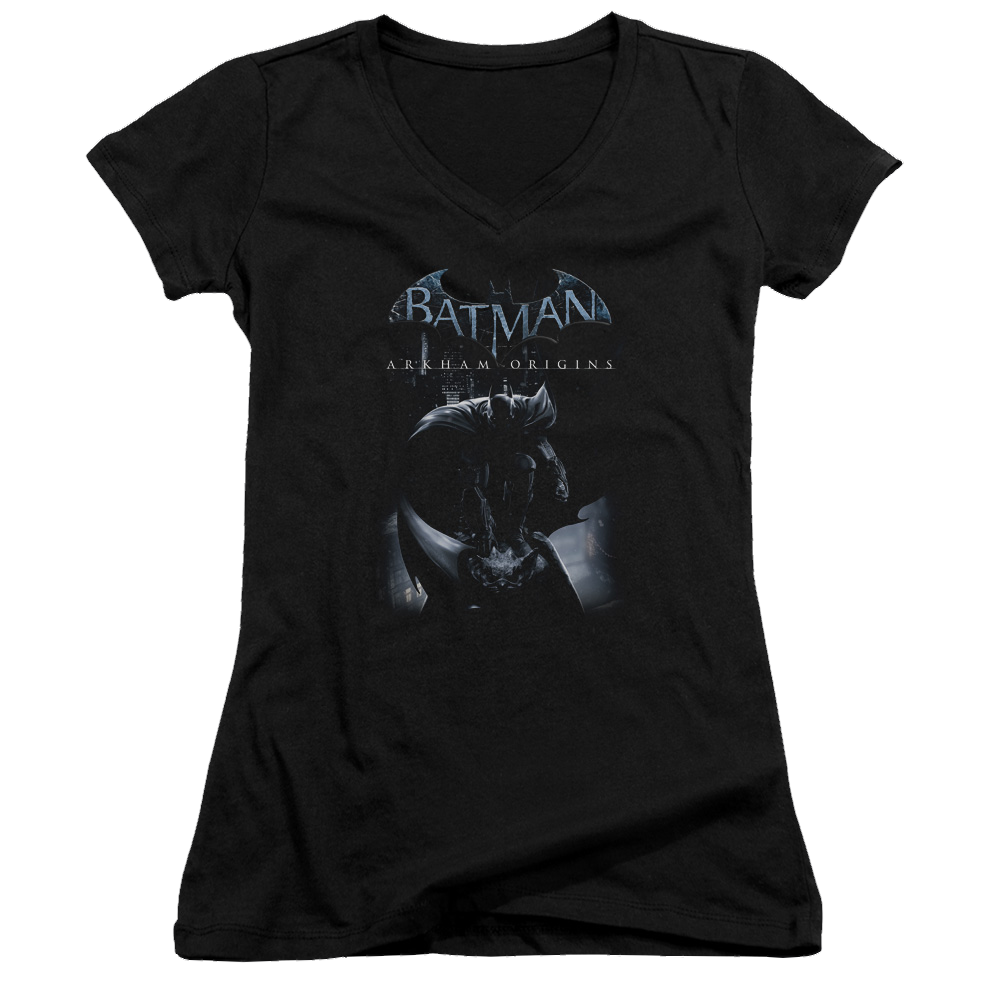 Batman - Arkham Perched Cat - Juniors V-Neck T-Shirt Juniors V-Neck T-Shirt Batman   
