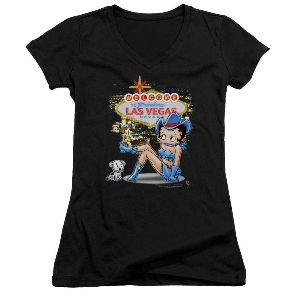Betty Boop Welcome Las Vegas - Juniors V-Neck T-Shirt Juniors V-Neck T-Shirt Betty Boop   