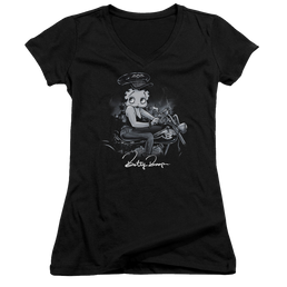 Betty Boop Storm Rider - Juniors V-Neck T-Shirt Juniors V-Neck T-Shirt Betty Boop   
