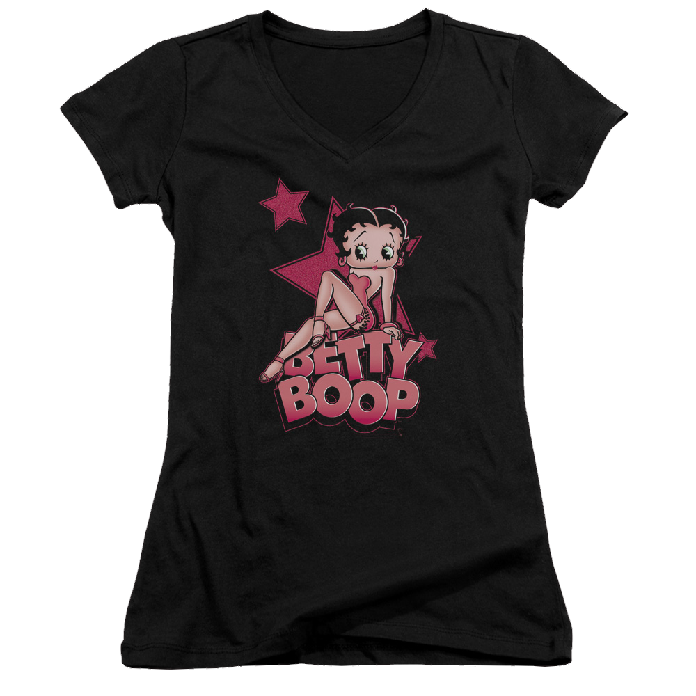 Betty Boop Sexy Star - Juniors V-Neck T-Shirt Juniors V-Neck T-Shirt Betty Boop   