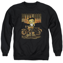 Betty Boop Rebel Rider - Men's Crewneck Sweatshirt Men's Crewneck Sweatshirt Betty Boop   
