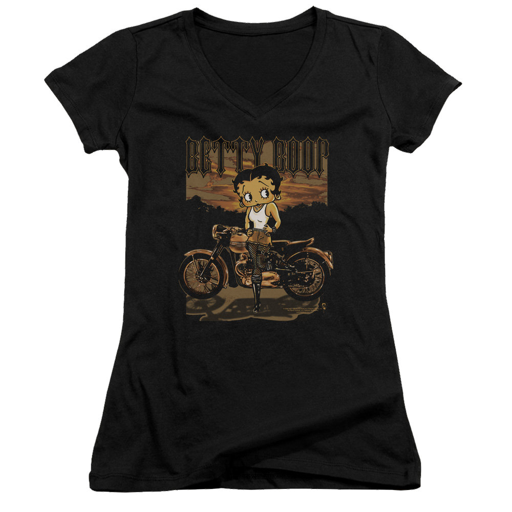 Betty Boop Rebel Rider - Juniors V-Neck T-Shirt Juniors V-Neck T-Shirt Betty Boop   