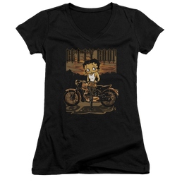 Betty Boop Rebel Rider - Juniors V-Neck T-Shirt Juniors V-Neck T-Shirt Betty Boop   