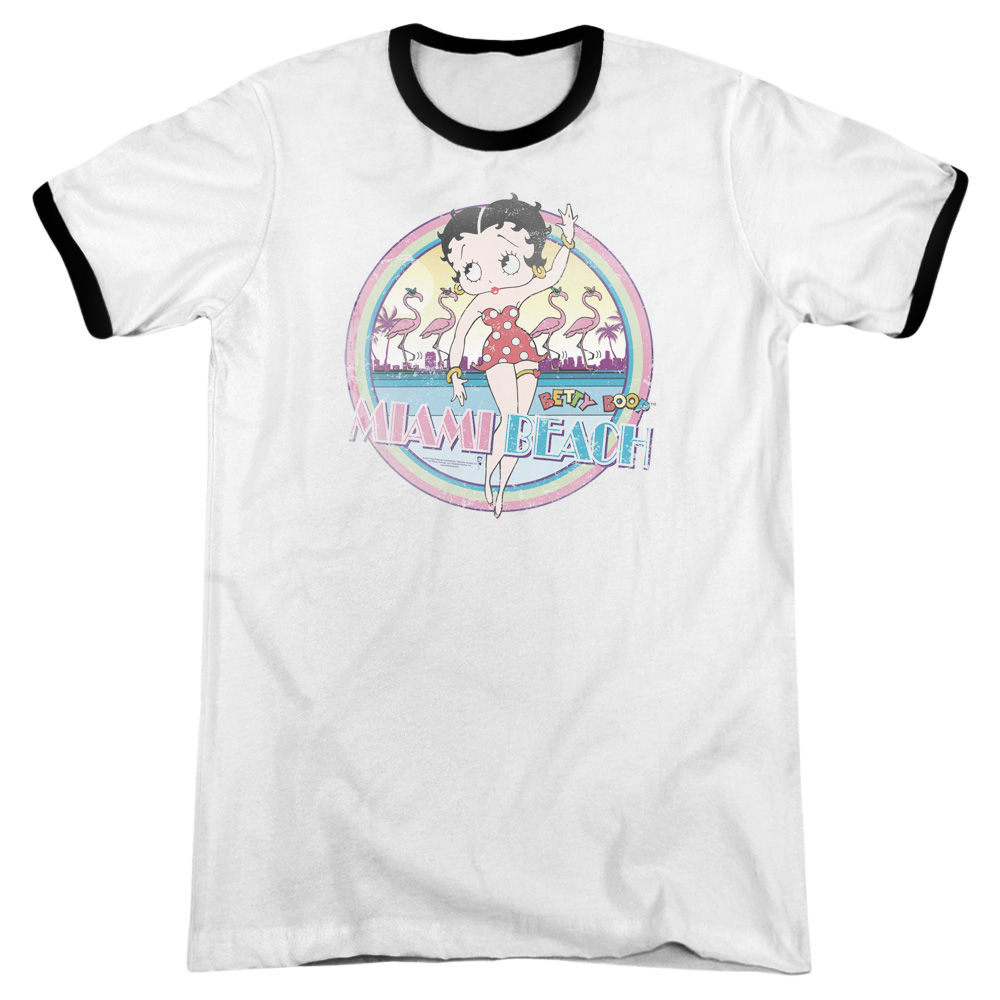 Betty Boop Miami Beach - Men's Ringer T-Shirt Men's Ringer T-Shirt Betty Boop   