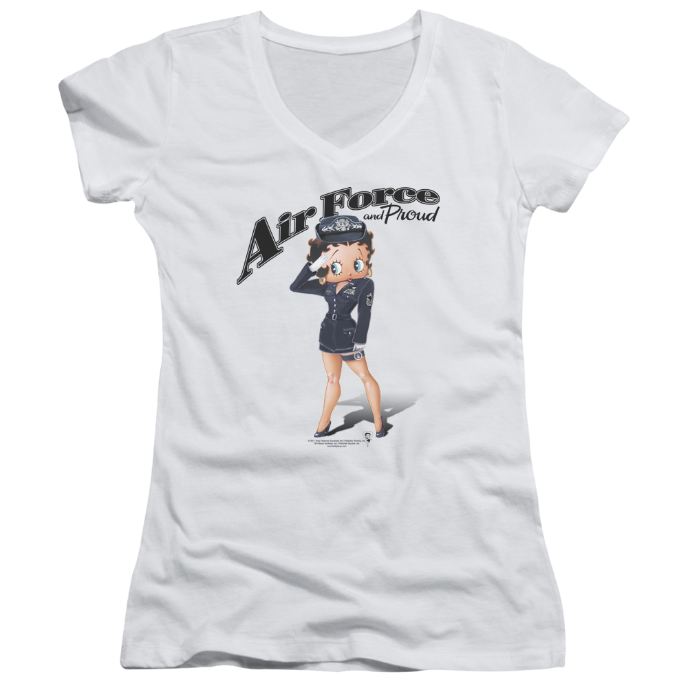 Betty Boop Air Force Boop - Juniors V-Neck T-Shirt