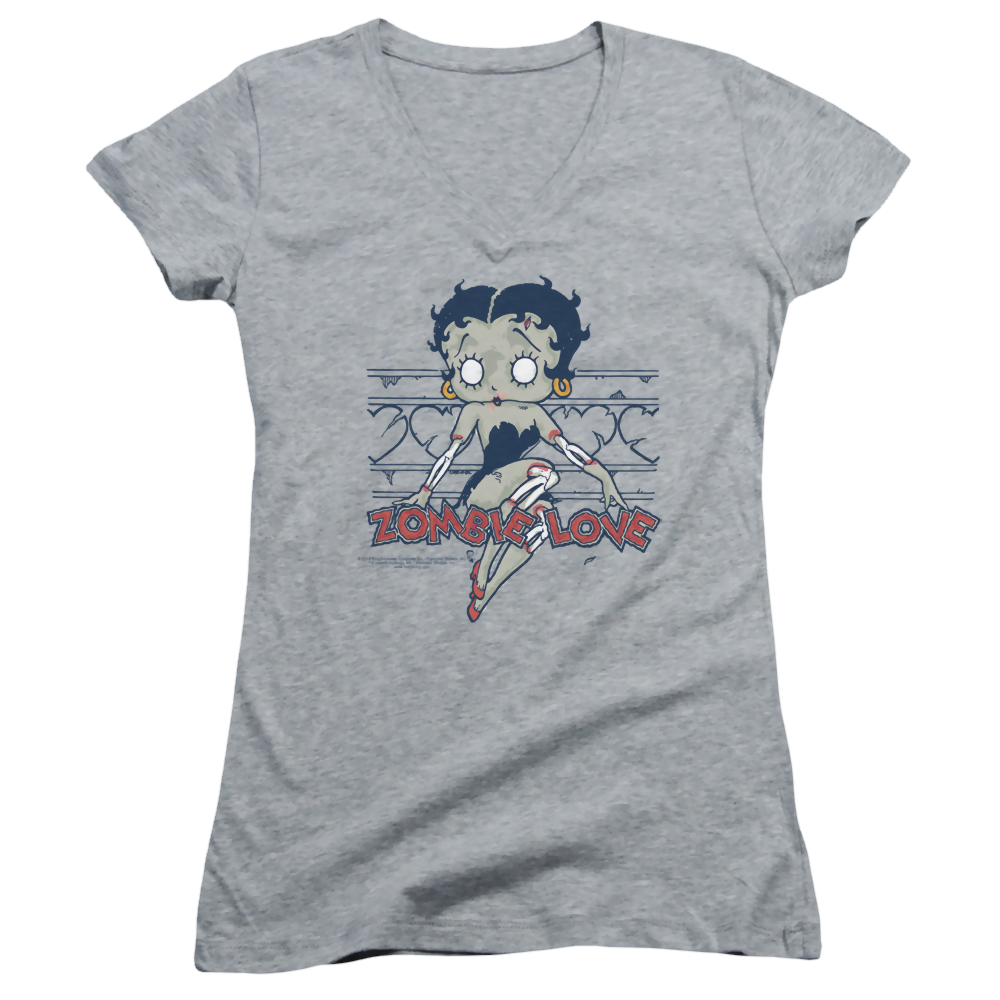 Betty Boop Zombie Pinup - Juniors V-Neck T-Shirt Juniors V-Neck T-Shirt Betty Boop   