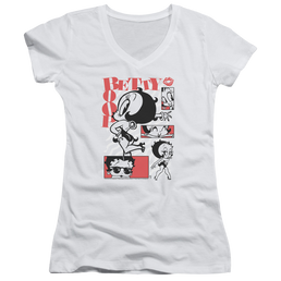 Betty Boop Stylin Snaps - Juniors V-Neck T-Shirt Juniors V-Neck T-Shirt Betty Boop   