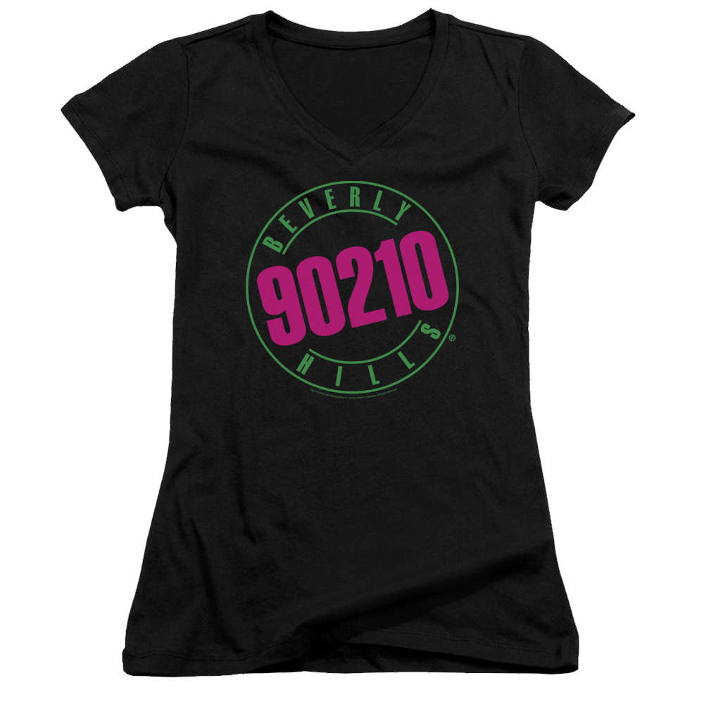 Beverly Hills 90210 Neon - Juniors V-Neck T-Shirt Juniors V-Neck T-Shirt Beverly Hills 90210   
