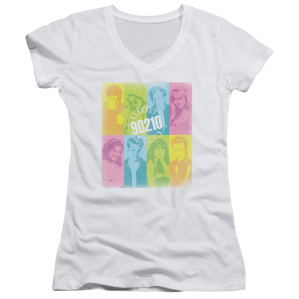 Beverly Hills 90210 Color Block Of Friends - Juniors V-Neck T-Shirt Juniors V-Neck T-Shirt Beverly Hills 90210   