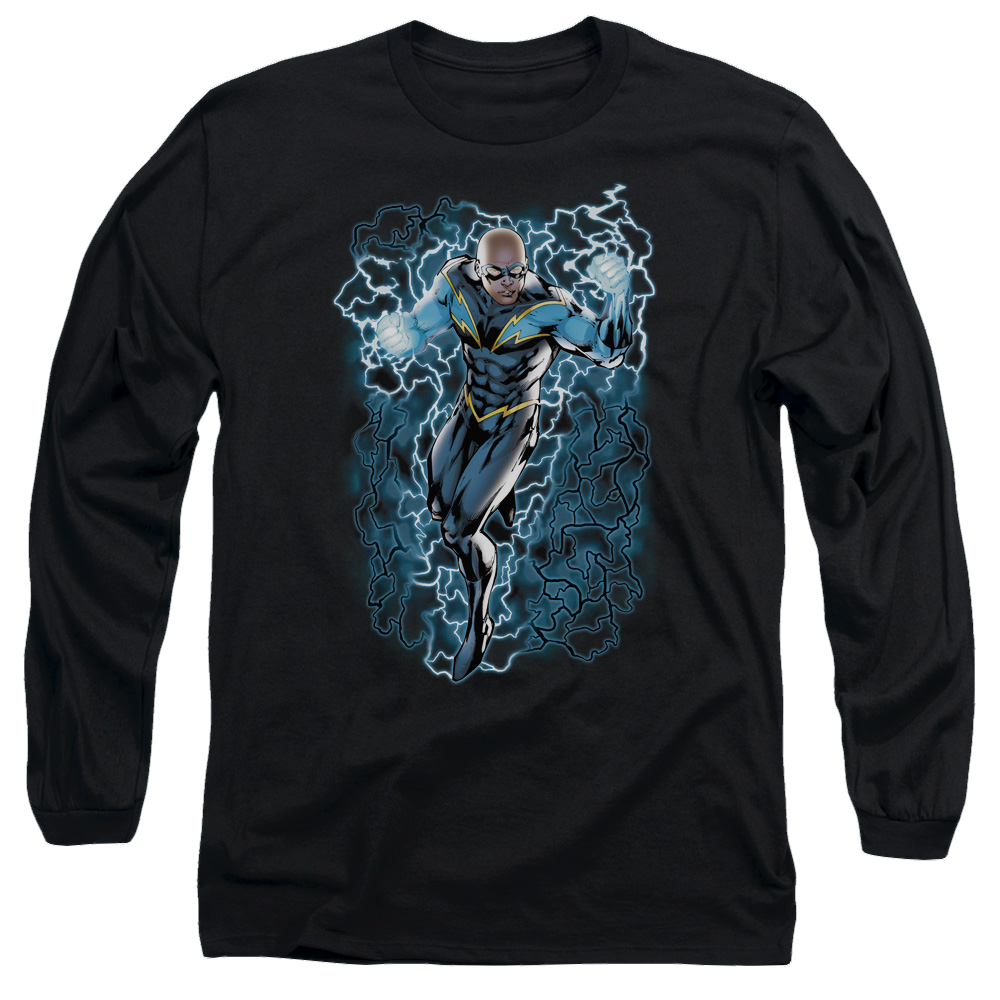 Justice League Black Lightning Bolts Men's Long Sleeve T-Shirt Men's Long Sleeve T-Shirt DC Comics   