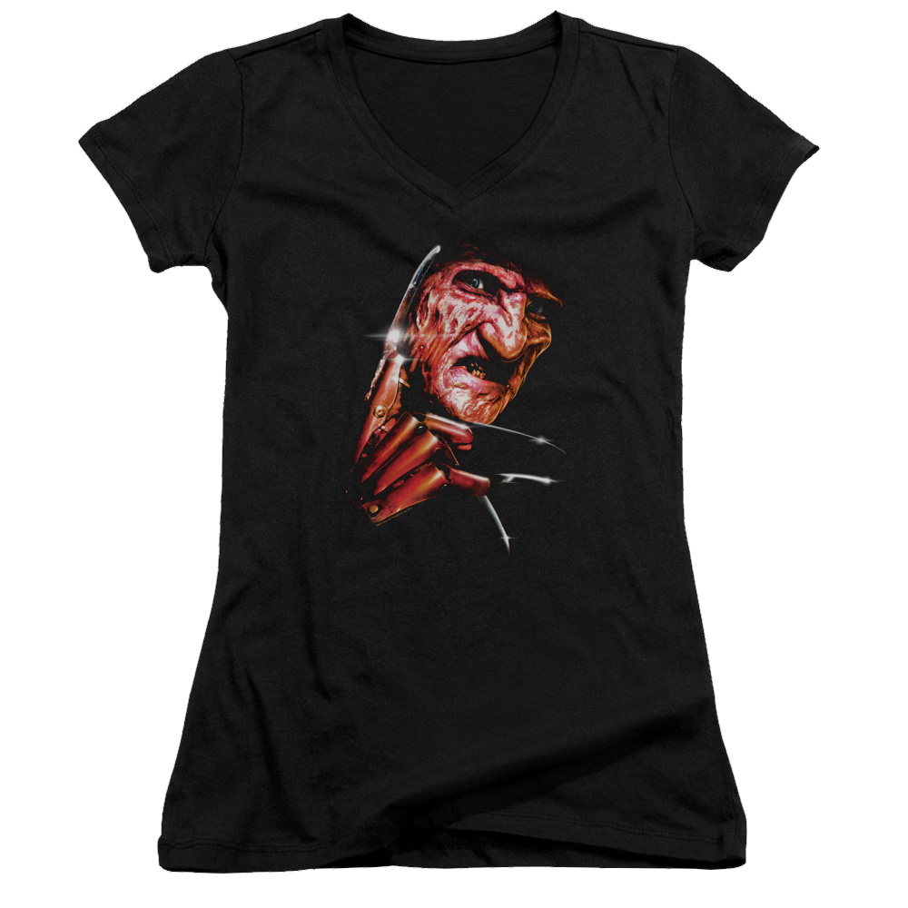 A Nightmare on Elm Street Freddys Face - Juniors V-Neck T-Shirt Juniors V-Neck T-Shirt A Nightmare on Elm Street   