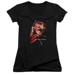 A Nightmare on Elm Street Freddys Face - Juniors V-Neck T-Shirt Juniors V-Neck T-Shirt A Nightmare on Elm Street   
